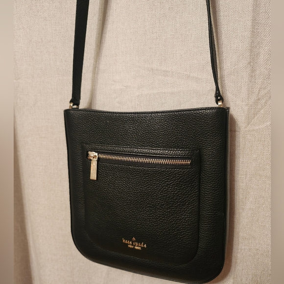 Kate Spade Lelia Zip Top Black Pebbled Leather Purse/ Crossbody LIKE NEW - Picture 10 of 16